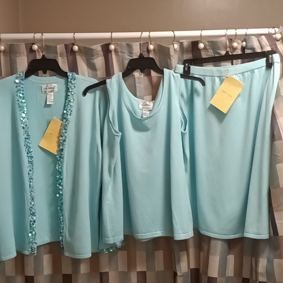 FINAL PRICE NWT Linea by Louis Dell'Olio acrylic blend 3-pc skirt suit 1X - Picture 2 of 15